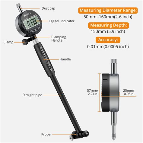 Neoteck Digitale Messuhr 50 160mm Bohrungsmessgerät Innenmeßgerät