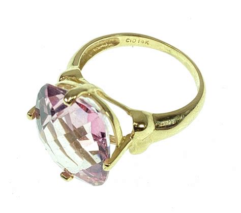 Lot K Yellow Gold Pink Topaz Ring Size