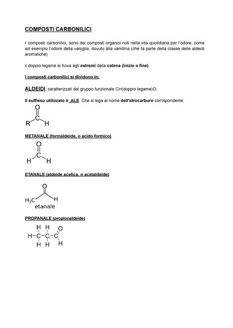 Appunti Chimica Organica Composti Carbonilici I Composti Carbonilici
