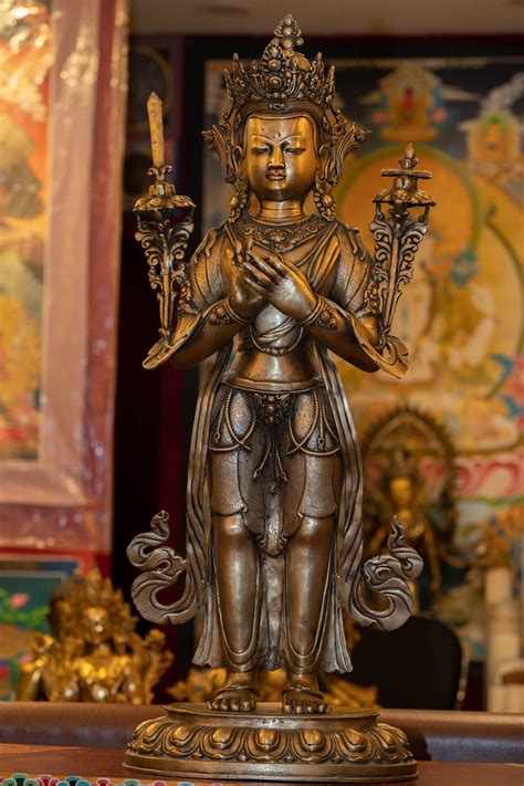 Bronze Manjushri Standing Statue Handmade In Nepal With Detail Art Work