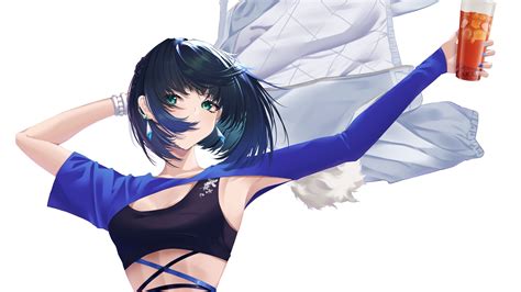 Green Eyes Yelan In White Background 4k Hd Genshin Impact Wallpapers