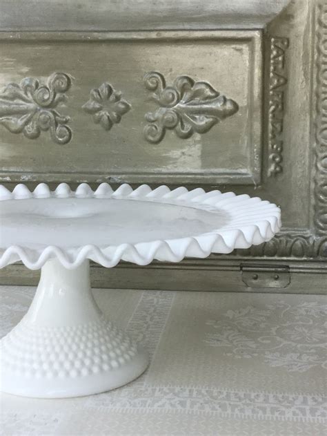 Vintage Fenton Hobnail Milk Glass Cake Stand Vintage Dessert Etsy