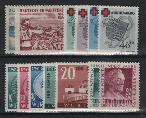 Württemberg Franse zone 1949 Speciale stempelsets compleet Michel