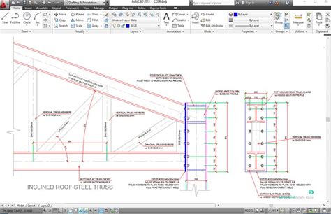 Inclined Roof Steel Truss Connection To Heb Column