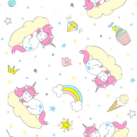 Seamless Vector Unicorn Pattern For Kids Textile Prints Wallpapper