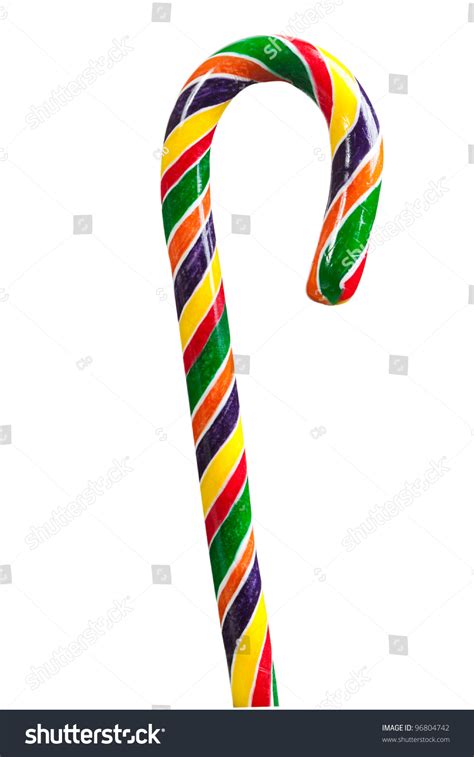 Multi Colored Candy Cane Isolated With Clipping Path Stock Photo