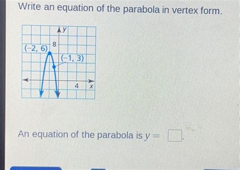 Solved Write an equation of the parabola in vertex form. An | Chegg.com