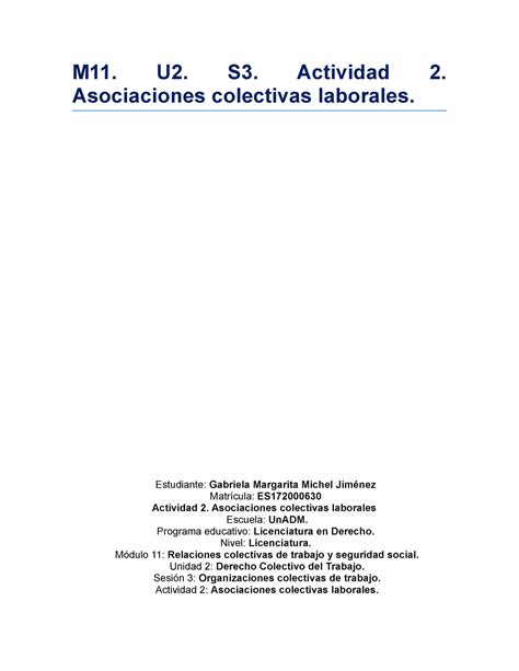 Relaciones Colectivas De Trabajo Y Seguridad Social M11 U2 S3