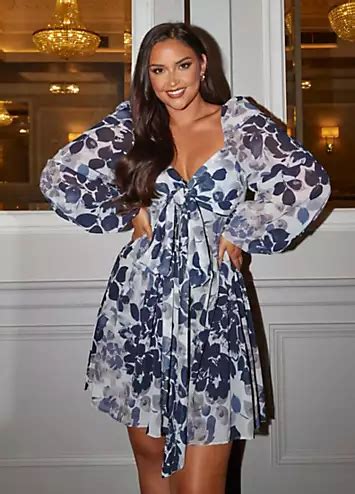 In The Style X Jac Jossa Nude Floral Wrap Bust Sweetheart Mini Dress Kaleidoscope