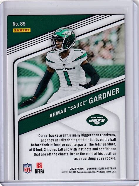 2023 PANINI DONRUSS ELITE AHMAD SAUCE GARDNER NEW YORK JETS EBay