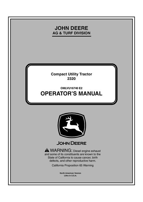 John Deere 2320 Compact Utility Tractor Operators Manual Omlvu16740 Automanualhub