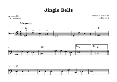 Jingle Bells Melody For Bass In C Arr Yuri Noronha Sheet Music J