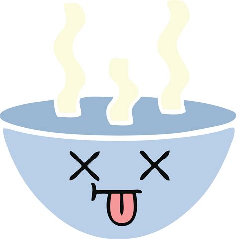 Flat Color Retro Cartoon Bowl Of Hot Soup 11760532 Vector Art At Vecteezy