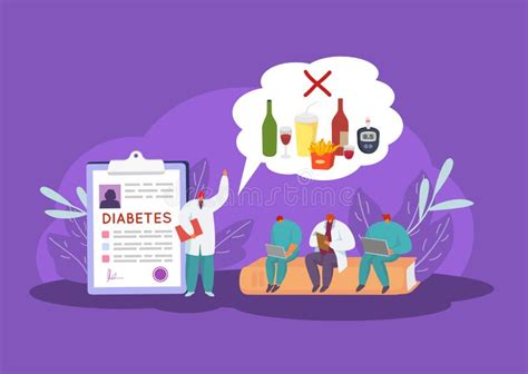 Diabetes Concept Vector Illustration Cartoon Flat Doctor Character