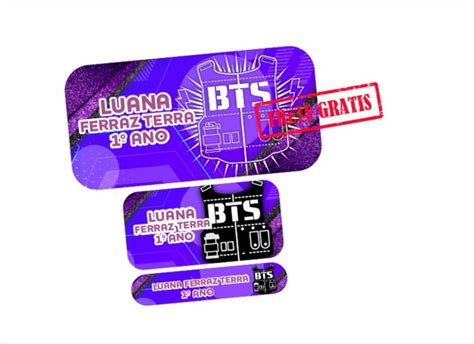 Etiqueta Escolar Bts Un Frete Gratis Elo