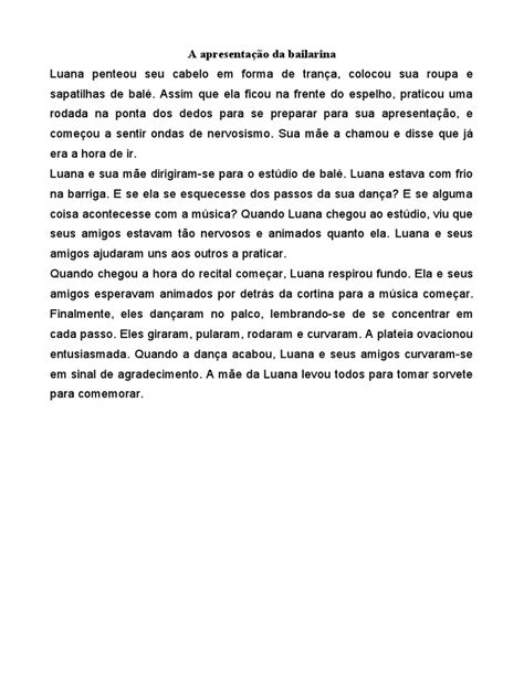 Texto Cloze - Avaliação | PDF | Balé