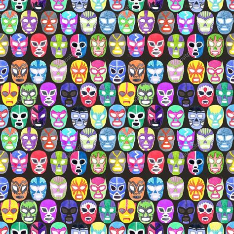 Luchador Wallpaper Luchador Or Fighter Mask Set Seamless Pattern