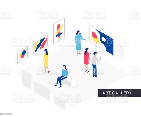 People In Art Gallery Isometric Concept Stock Illustration Download