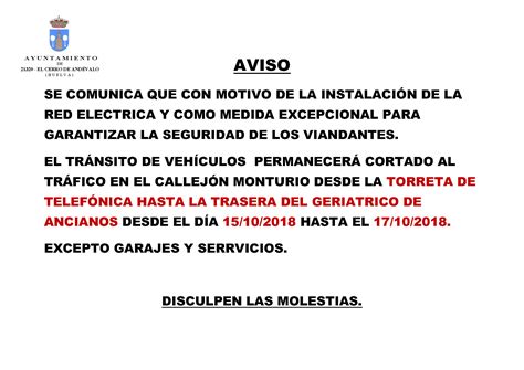 AVISO DE CORTE AL TRÁFICO