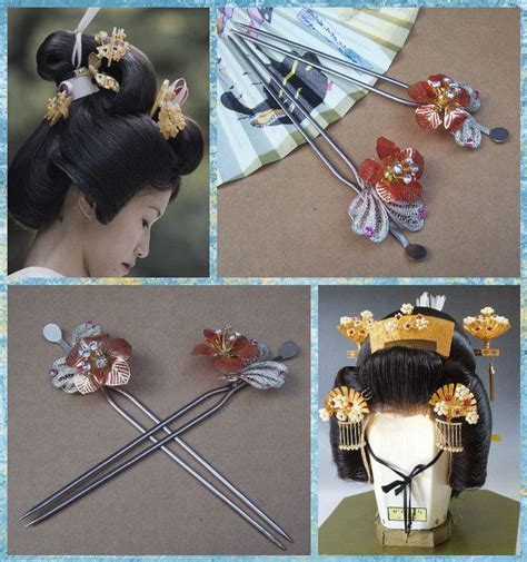 Vintage Japanese Kanzashi Hairpin Set Geisha By Elrondsemporium Kanzashi Hair Pins Geisha Hair