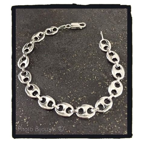 Bracelet Grain De Caf Argent Massif Rhodi Bijoux Mixte Cm