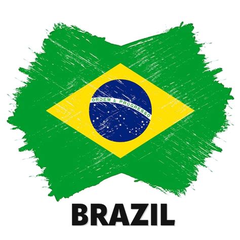 Bandera De Brasil Con Pincel Grunge Vector Premium