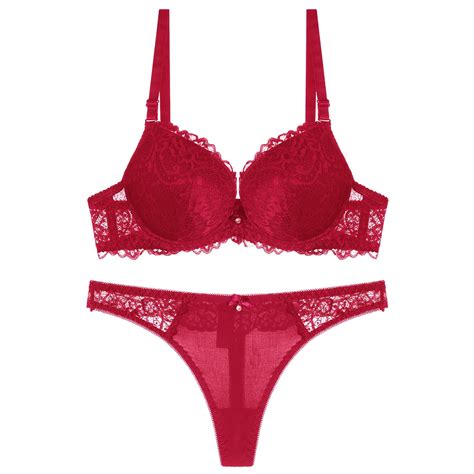 Yuivh Women Sexy Lingerie Set Two Piece Solid Color Sexy Lace Bra T