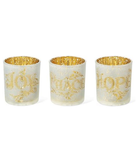 Glitzhome Set Of 3 Nativity Glass Votive Or Pillar Candle Holders Macy S