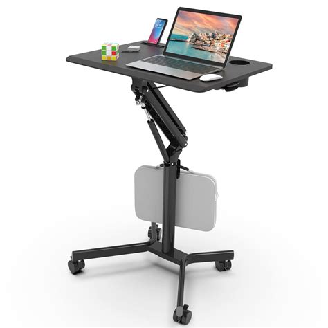 Buy Joy Worker Mobile Standing Desk 28x20 Pneumatic Height Adjustable