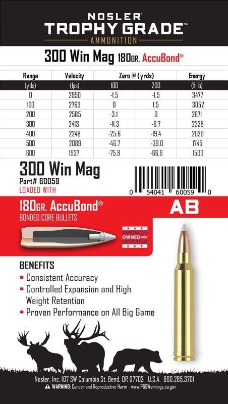 Nosler Trophy Grade 300 Win Mag 180gr Accubond 20 Rounds Saint