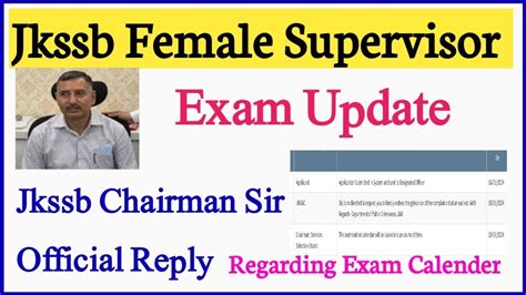 Jkssb Female Supervisor Exam Update Jkssb Chairman Sir Reply