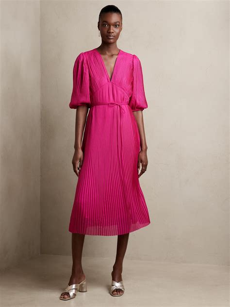 Pleated Midi Dress Banana Republic Factory