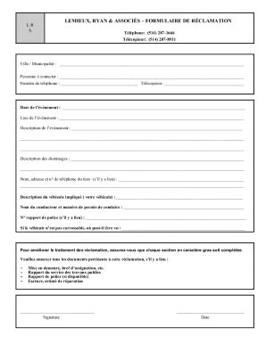 Remplissable En Ligne Formulaire De Rclamation Gnral2 Pdf Faxer Email