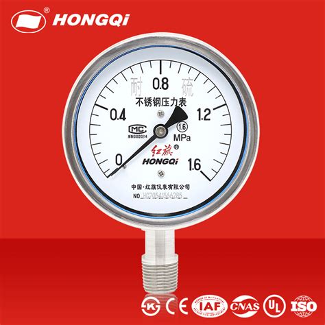 Hongqi 316 Stainless Steel Anti Sulfur Pressure Gauge China Manometer