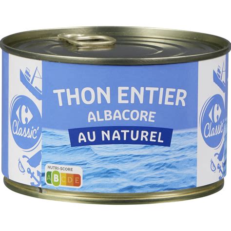 Thon Entier Albacore Au Naturel CARREFOUR La Boite De 280g Net