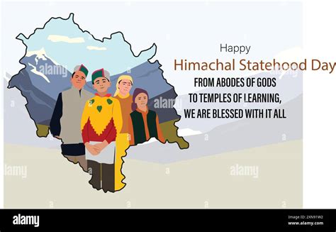 Vector Illustration Poster Of Himachal Statehood Day People Wearing