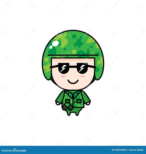 Ej Rcito De Dibujos Animados Adorables Con Vector De Gafas Ilustraci N