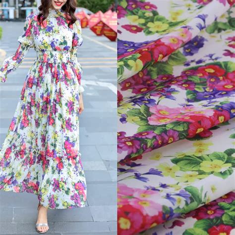 Flower color floral printed chiffon fabric, soft chiffon thin fabric ...