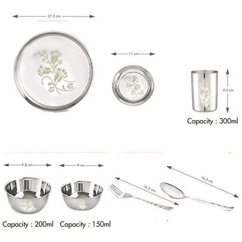 Buy Neelam Stainless Steel Dinner Set Laser Etched Floral Sturdy