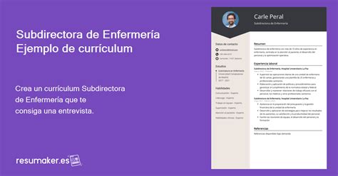 Subdirectora de Enfermería Ejemplo de currículum para 2024