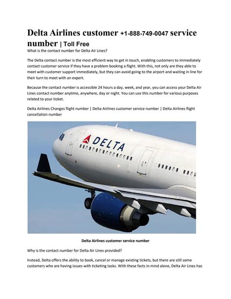 Delta Airlines customer +1-888-749-0047 service number | Toll Free by ...