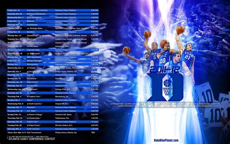 A Great Wallpaper With The Current Basketball Schedule For The Duke