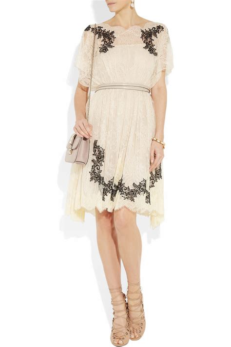 Lyst - Valentino Appliquéd Lace Dress in Black