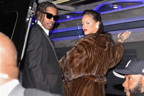 Rihanna And A AP Rocky Coordinate In Black For Night Out In New York City