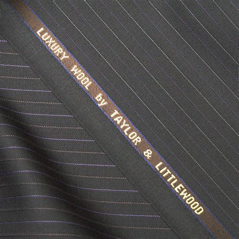 English Wool Pinstripe Suiting Taylor And Littlewood Black Purple