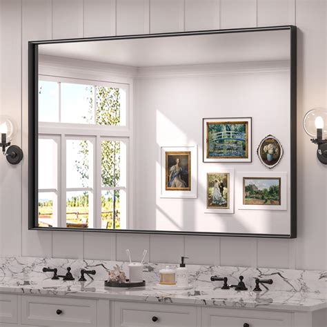 Amazon Tetote X Inch Black Metal Frame Bathroom Wall Mirror