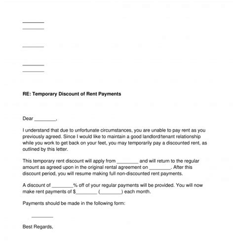 Rent Payment Plan Letter Template Word And Pdf