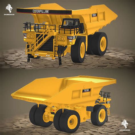 3d Model Voxel Caterpillar Dumper 793d Vr Ar Low Poly Cgtrader