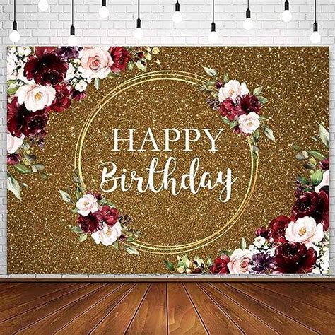 Amazon Sensfun Burgundy Floral Happy Birthday Backdrop Flowers