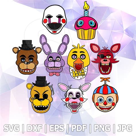 Fnaf Five Nights At Freddy Characters Layered Svg Dxf Vector Etsy